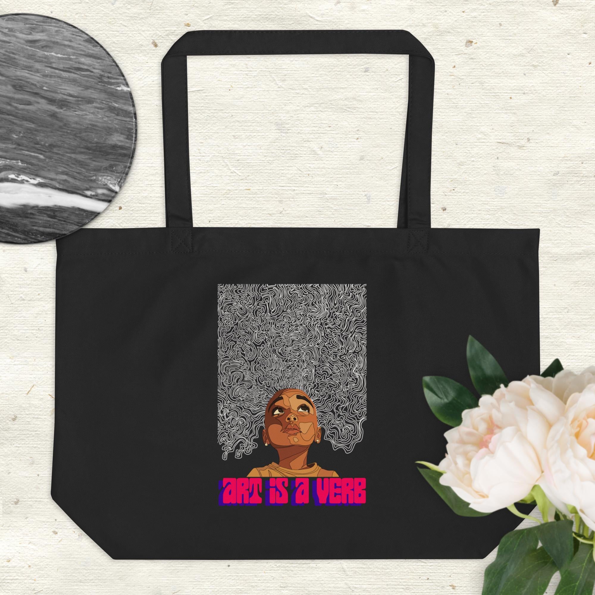 Art is a Verb Large organic tote bag – Banana Monkey Studios