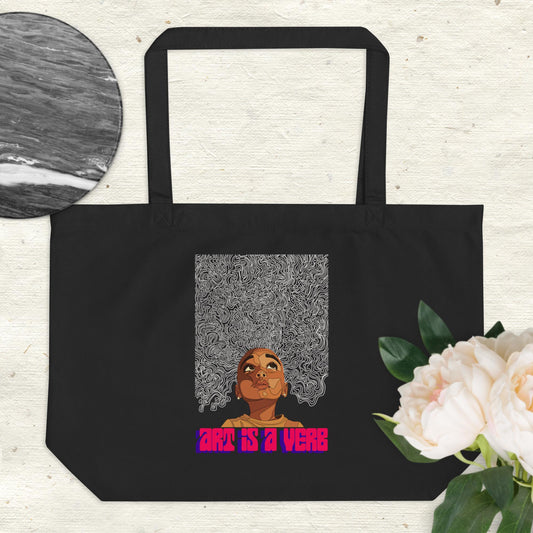 Art is a Verb Large organic tote bag